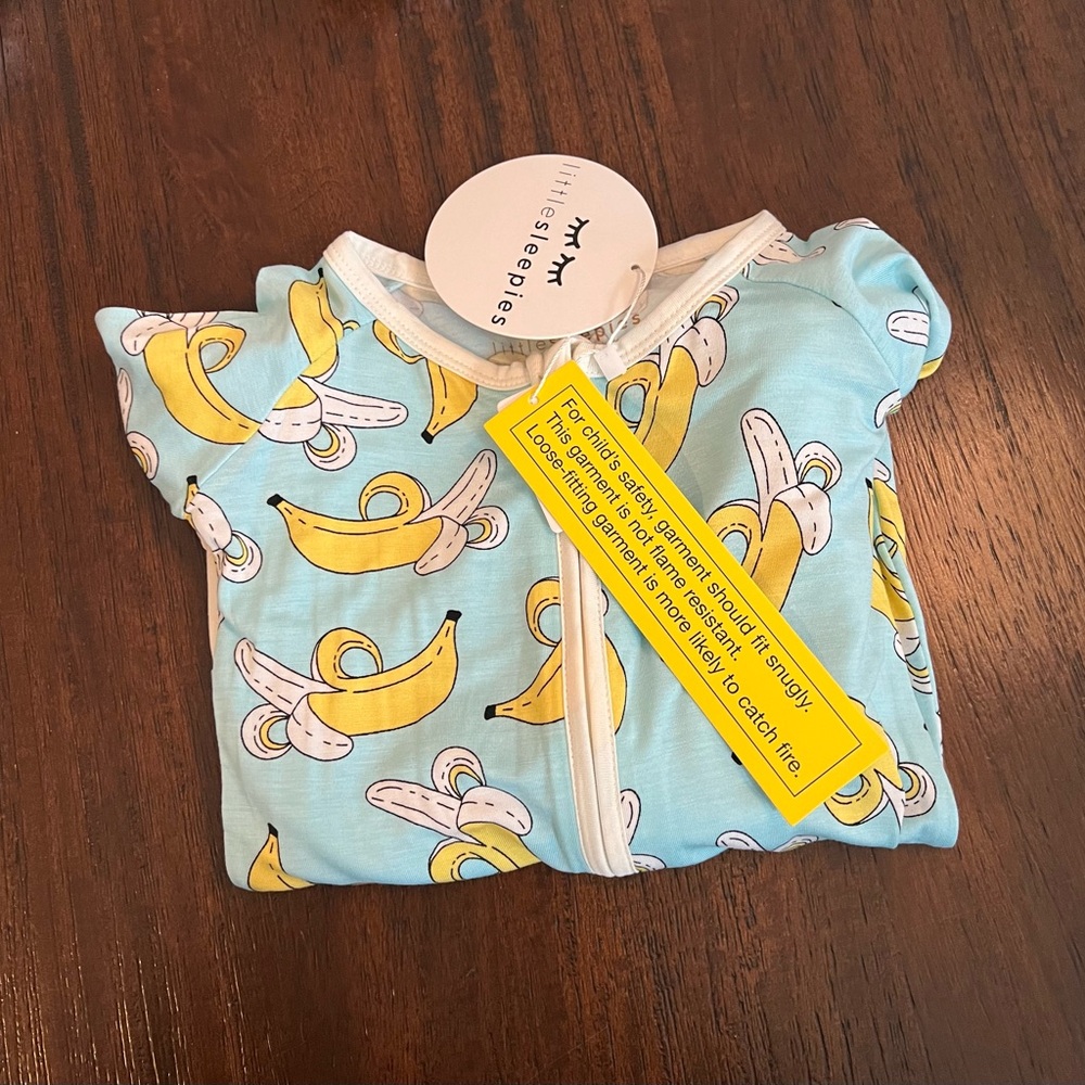 Little Sleepies banana, zipper pajamas 18/24 months